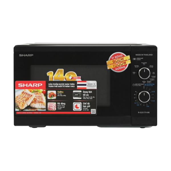 lo-vi-song-co-nuong-sharp-r-g251tv-bk-25-lit-1-700x467 Lò vi sóng Sharp 25 Lít R-G251TV-BK