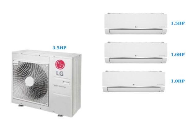 Combo máy lạnh Multi LG 1 dàn nóng 3.5 HP và 3 dàn lạnh treo tường